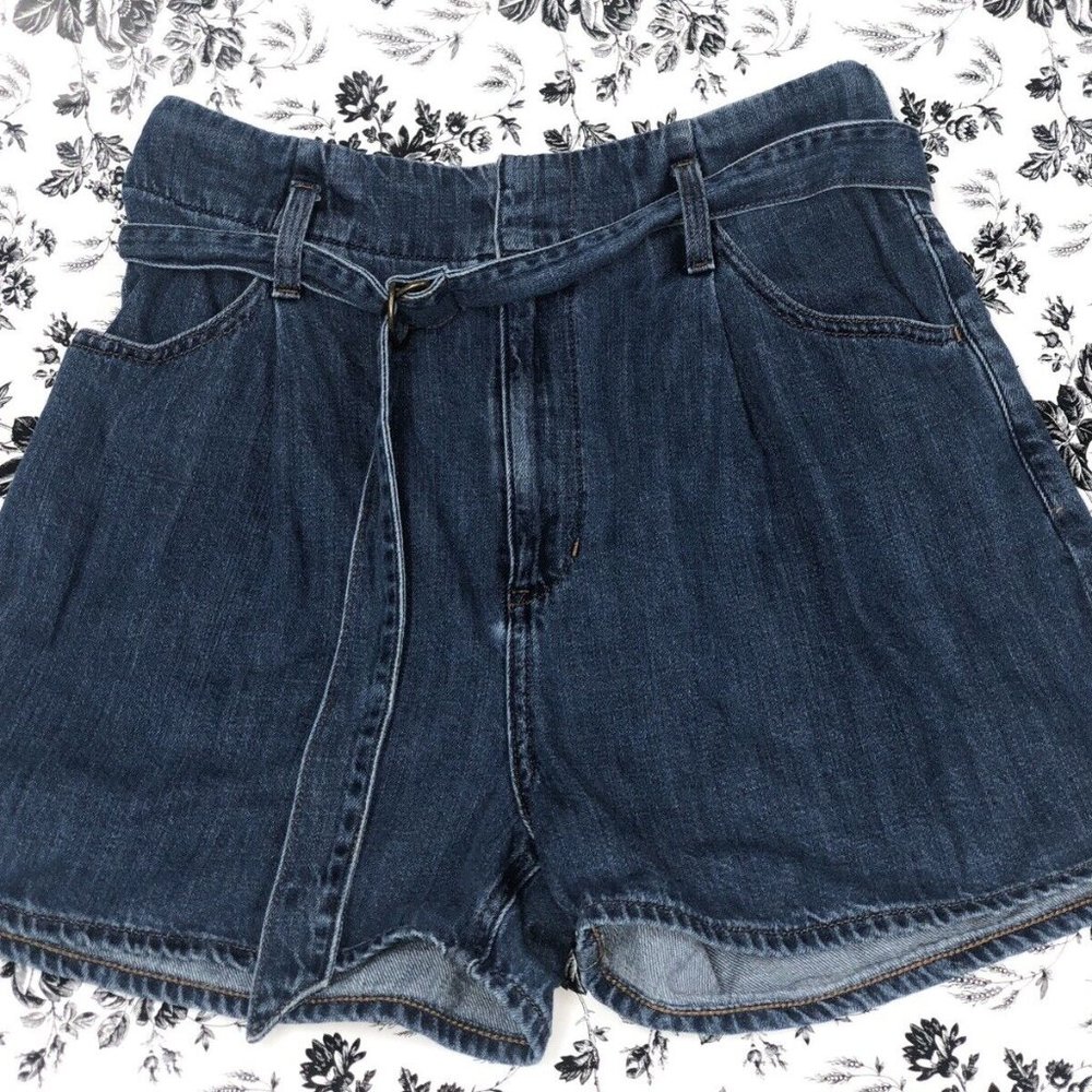 Uniqlo Jeans Women's Blue Denim Belted Shorts sz 24